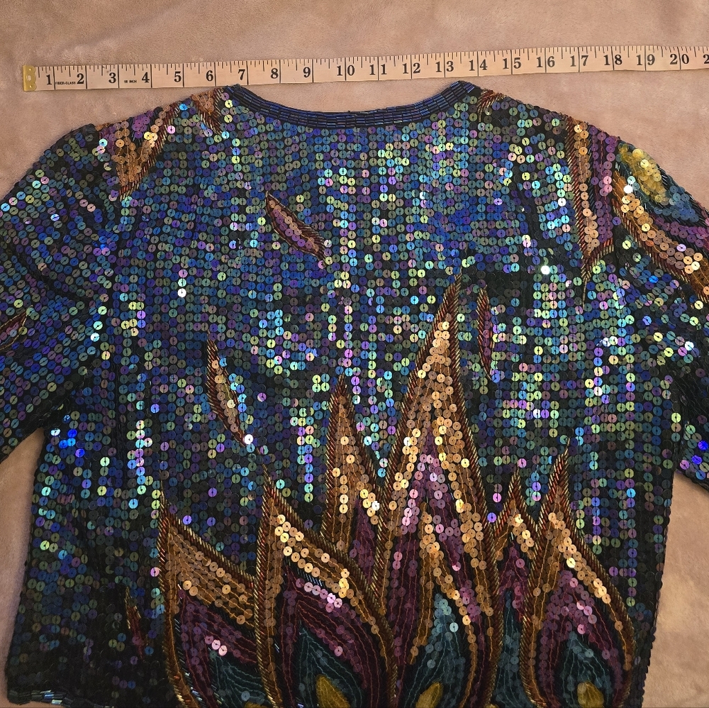 ❤️‍🔥1970's Fire & Flames Sequined Bolero Cropped Evening Jacket By JACK BRYAN🔥 - Picture 15 of 16